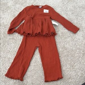 Rust Ribbed Two-Piece Set